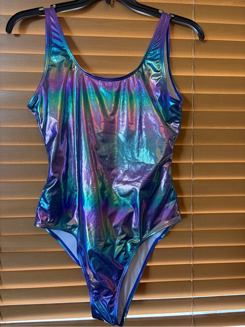 SHEKINI NWT Holographic Iridescent Metallic One-Piece Swimsuit. Size Large